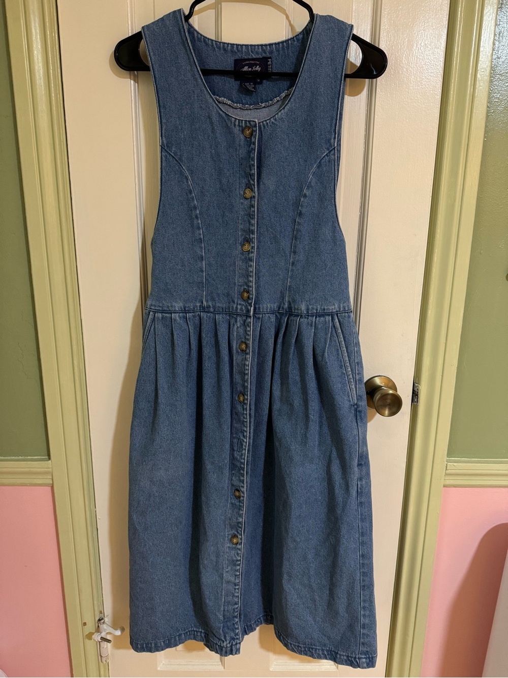 Vintage Allen Solly Blue Denim Button-Front Casual Dress